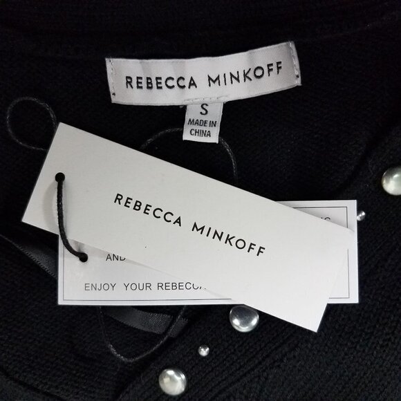 NEW Rebecca Minkoff Size S Francesca Studded Pullover V-neck Sweater Black $198 - Picture 11 of 13